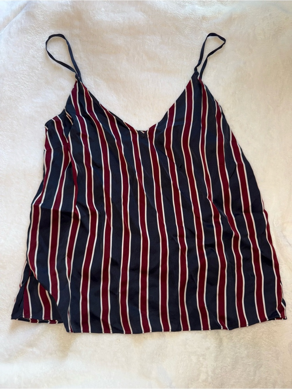 Frame Navy & Burgundy Striped Spaghetti Strap Cami